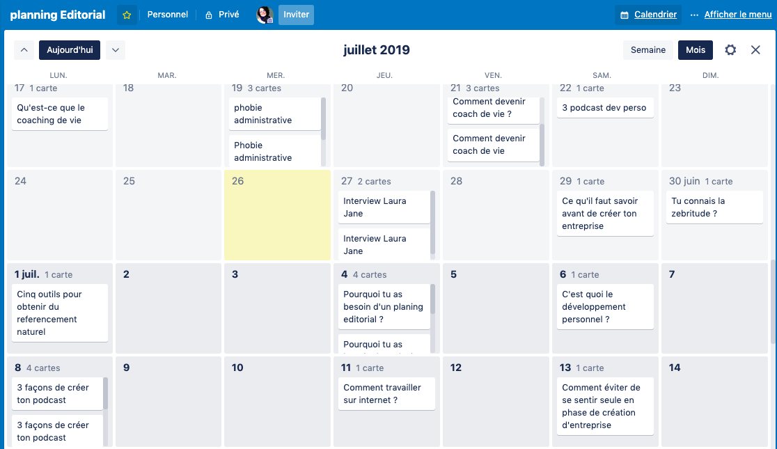 trello planning editorial